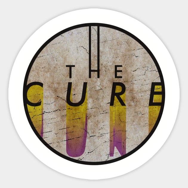 THE CURE - VINTAGE YELLOW CIRCLE Sticker by GLOBALARTWORD